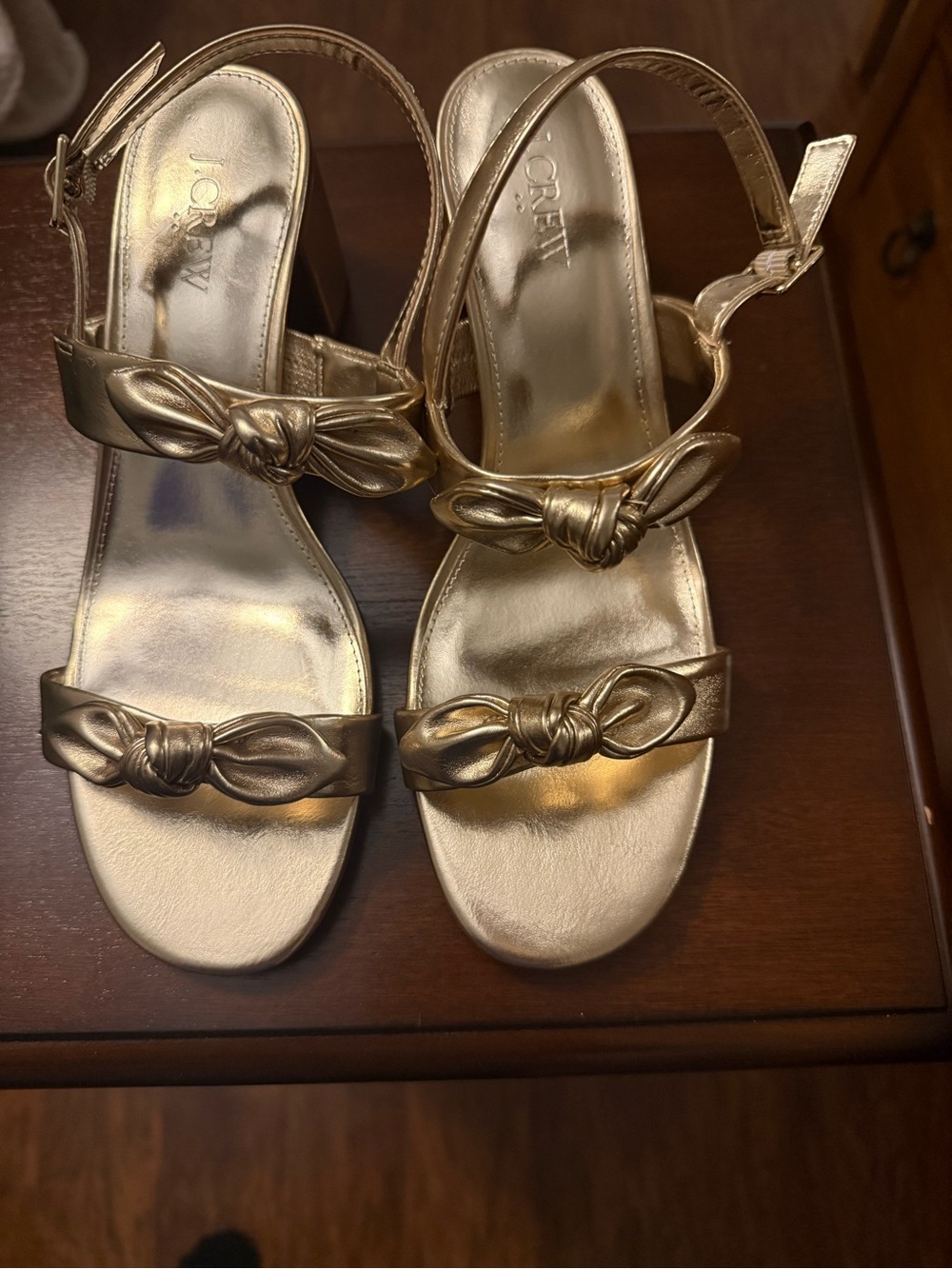 J. Crew Gold Knotted Strap Heeled Sandals
